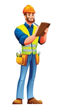 Construction worker with clipboard illustration vector