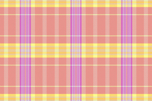 Contemporary tartan plaid, furniture check textile texture. Magenta pattern seamless fabric background in pink and amber colors. vector