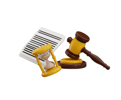 Court document icon 3d render concept of justice gavel with hourglass and 3d document paper icon law office legal judgement icon illustration png