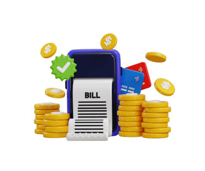 Digital payment bill receipt with coins png