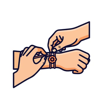Hands fastening bracelet illustration design vector