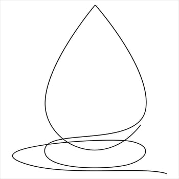 Simple continuous line art of a water drop, representing purity and nature drawing illustration vector