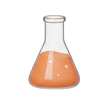 Erlenmeyer flask with orange liquid png