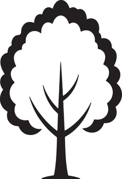 Serene Black and White Silhouette of a Single Tree Standing Tall Against a White Background, Evoking a Peaceful Mood in Nature vector