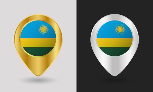 Rwandan flag icons in gold and silver vector