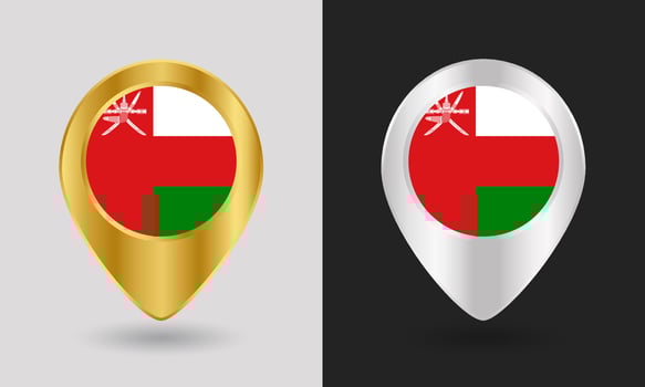 Oman flag on location pins vector