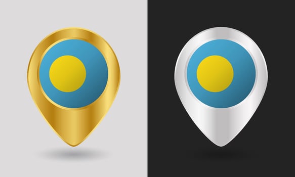 Gold and silver location pins design vector