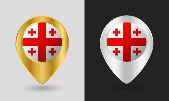 Georgian flag pin in gold and silver vector