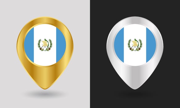 Guatemalan flag markers in gold and silver vector
