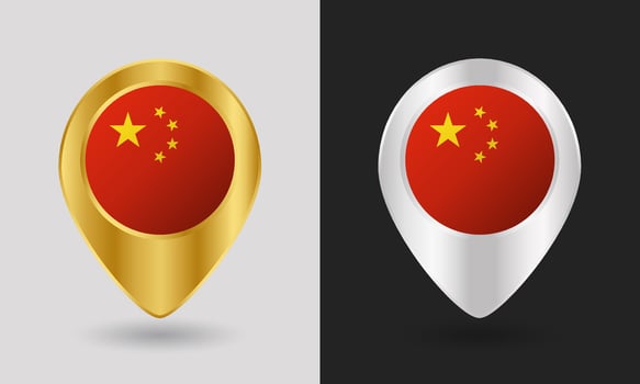 China flag location pin icon designs vector