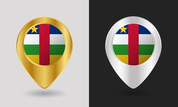 Map pins with Central African Republic flag vector