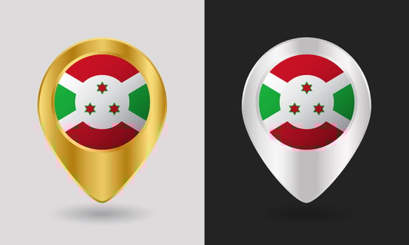 Burundi flag pin designs in gold and silver vector