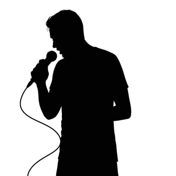 A silhouette of a man holding a microphone vector