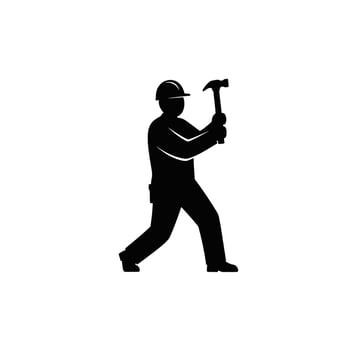 A silhouette of a man with a hammer vector