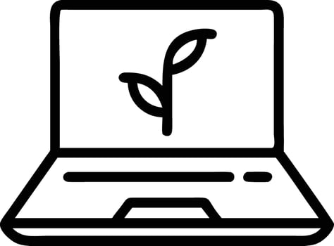 Minimal Line Icon of Laptop with Growing Plant on Screen art Symbol of Green Technology, Sustainability, and Eco Innovation vector