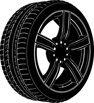 Car Tire Silhouette with Rim for Auto Design Use vector