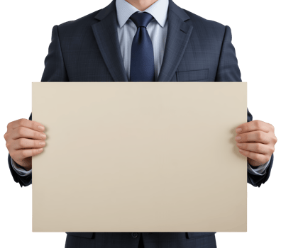 Businessman holding blank paper png