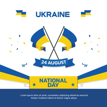 Ukraine Independence Day design, August 24th design element box template with flag and at the bottom on green background, Ukraine map and flag vector