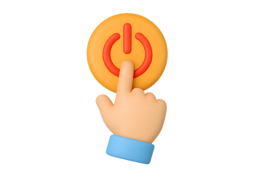 A hand holding a button with a power symbol on it png
