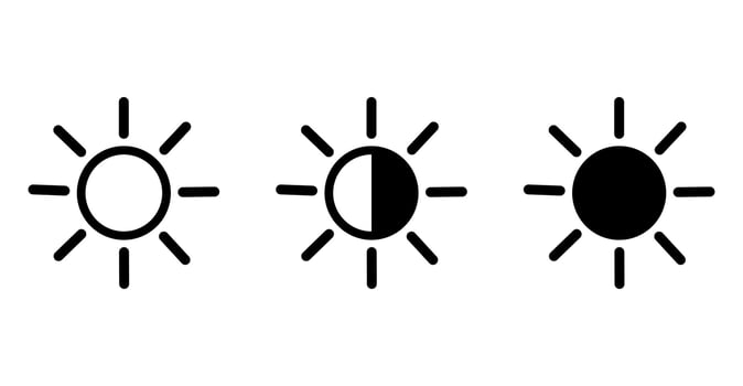 Different levels of screen brightness on white background. vector