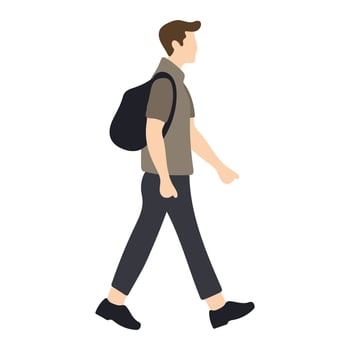Man Walking Use Backpack Illustration vector