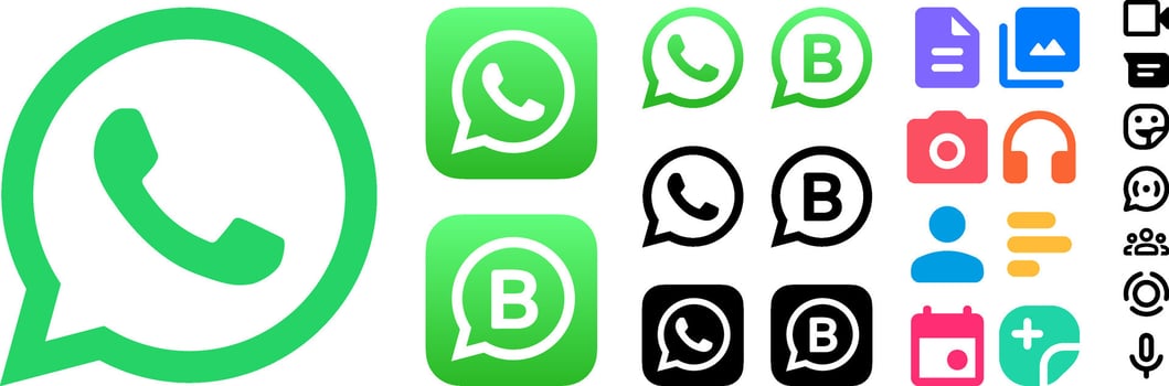 Whatsapp logo and icon set. Messaging application logotype. vector