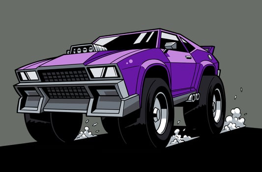 Cartoon purple monster truck illustration vector