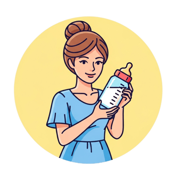 A woman holding a bottle of milk png
