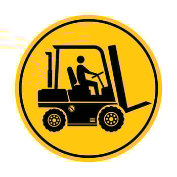 forklift sign hazard printable round plaque sign at industry template design illustration vector