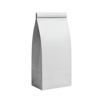 Clean, white paper bag for branding and design. png