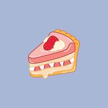 Strawberry shortcake slice illustration vector