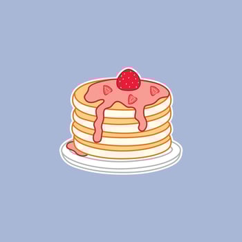 Stack of pancakes with strawberry sauce vector