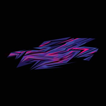 Racing car livery design with abstract futuristic graphics in neon blue, purple, and red. Perfect for automotive branding, sport car wraps vector