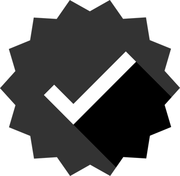 White check mark on black label icon png