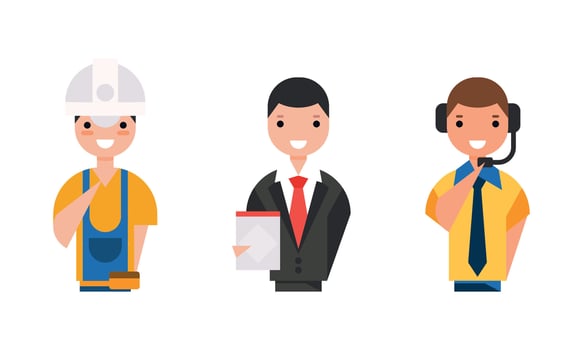 People of Various Professions Set, Air Traffic Controller, Businessman, Construction Worker Characters Cartoon Illustration vector