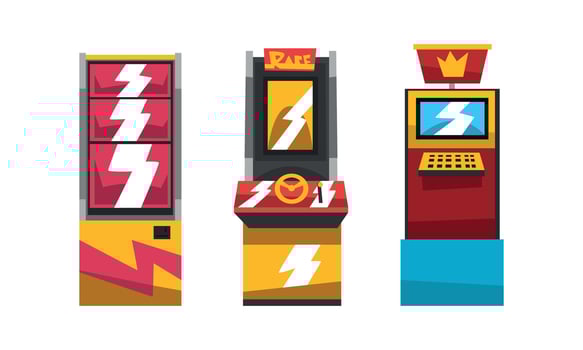 Vintage Slot Machines Set, Gambling Concept Cartoon Illustration vector