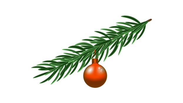 Christmas tree branch with decorations New Year. Balls glitter. Design postcard banner poster and web page. illustration. vector