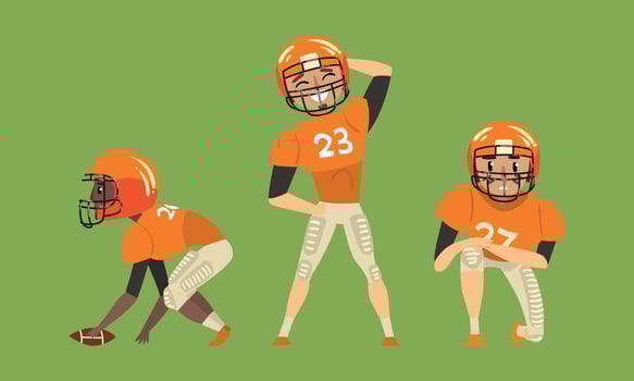 American Football Players Set, Rugby Players in Orange Sports Uniform Illustration vector