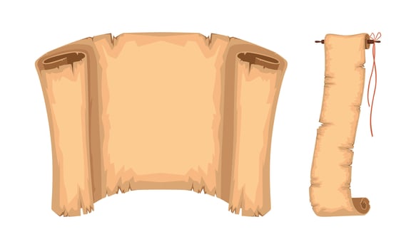 Ancient Papyrus Scrolls Set, Old Parchments with Space for Text Illustration vector