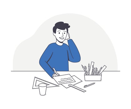 Man drawing with pens and paper vector