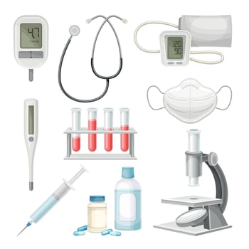 Collection of medical tools and equipment vector