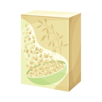 Carton Package with Oatmeal as Whole-grain Food with Flattened Rolled Oats Illustration vector