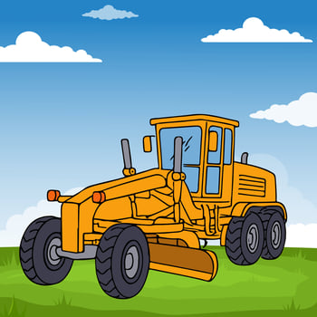WebMotor Grader Heavy Equipment Cartoon vector