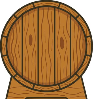 Wooden barrel front with metal hoops and vertical staves vector