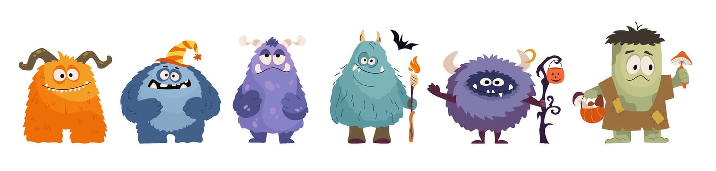 Cartoon monsters for Halloween celebration vector