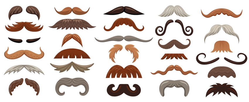 Collection of mustache styles and designs vector