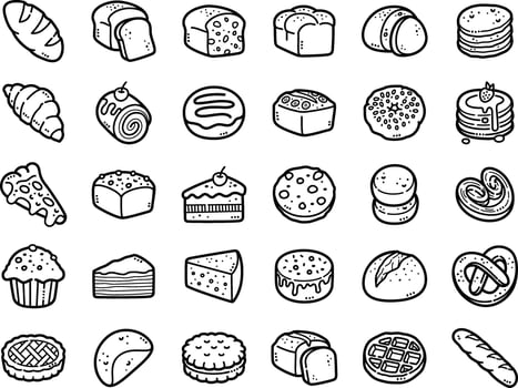 Set Of Cake And Bakery Doodle Art And Clipart Illustrations vector