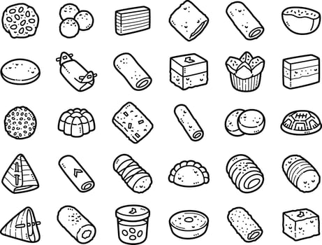 Set Of Indonesian Snacks Doodle Art And Clipart Illustrations vector