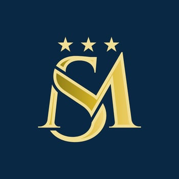 MS Initials Luxury Logo Design Gold on Dark Blue Background vector
