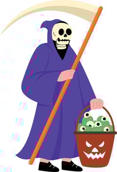 A flat style illustration representing grim reaper vector